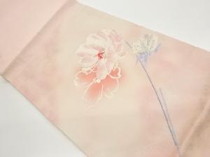 草花模様織出し開き名古屋帯(額縁仕立て)